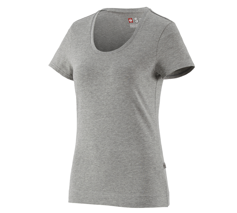 Bovenkleding: e.s. T-Shirt cotton stretch, dames + grijs mêlee