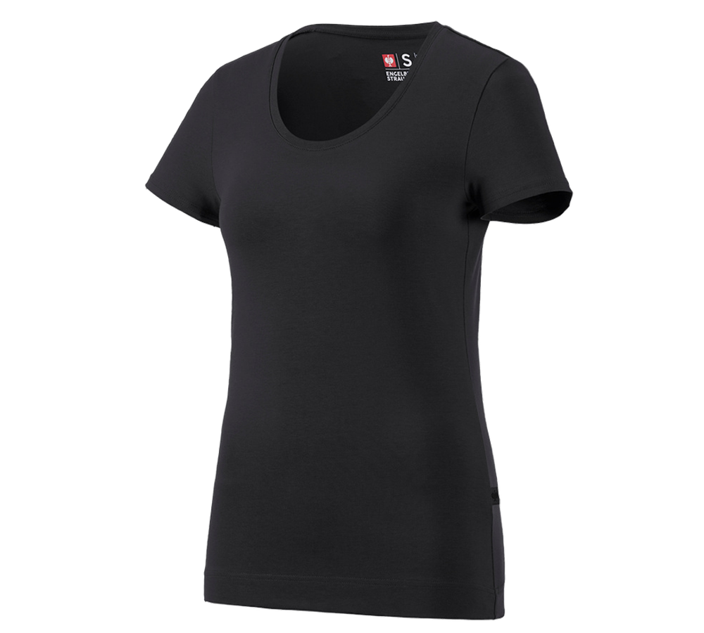 Bovenkleding: e.s. T-Shirt cotton stretch, dames + zwart