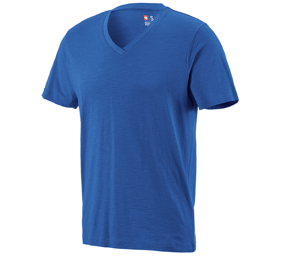 Onderwerpen: e.s. T-Shirt cotton slub V-Neck + gentiaanblauw