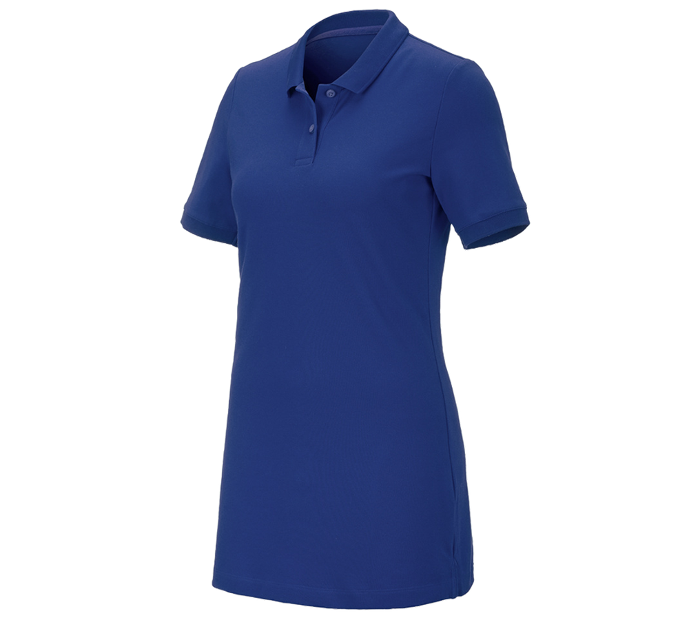 Bovenkleding: e.s. Pique-Polo cotton stretch, dames, long fit + korenblauw