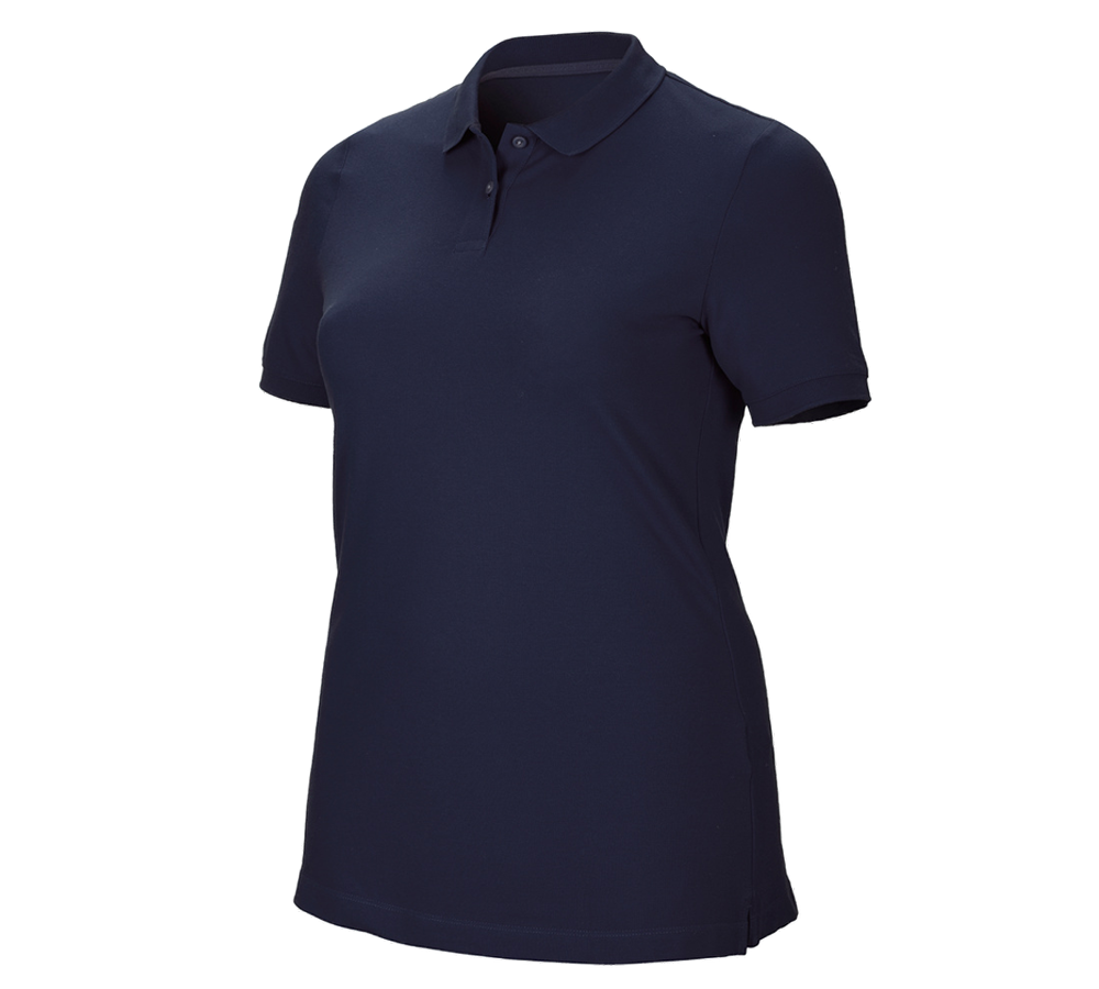 Bovenkleding: e.s. Pique-Polo cotton stretch, dames, plus fit + donkerblauw