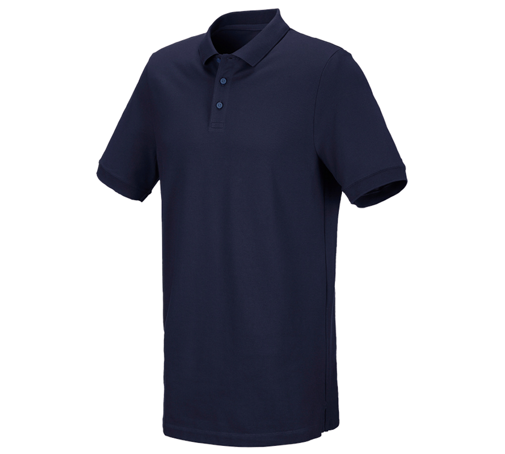 Bovenkleding: e.s. Piqué-Polo cotton stretch, long fit + donkerblauw