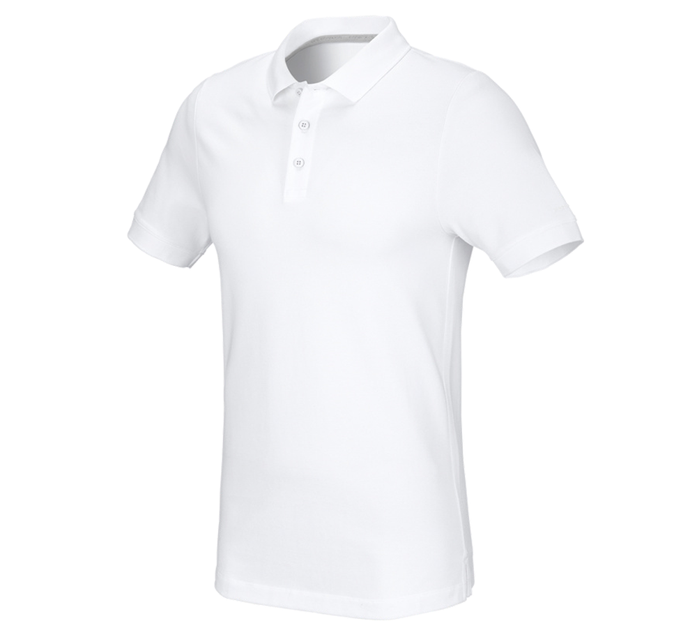 Bovenkleding: e.s. Pique-Polo cotton stretch, slim fit + wit