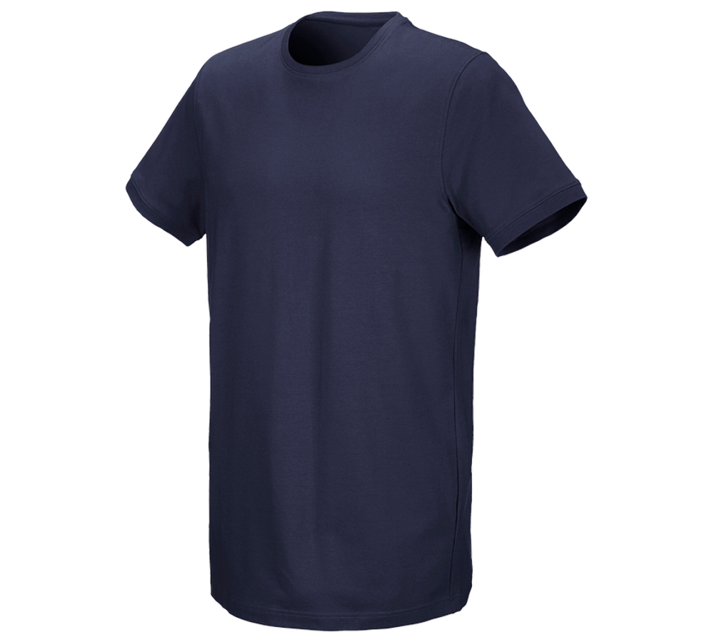 Onderwerpen: e.s. T-Shirt cotton stretch, long fit + donkerblauw