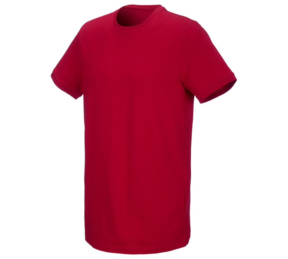 Bovenkleding: e.s. T-Shirt cotton stretch, long fit + vuurrood