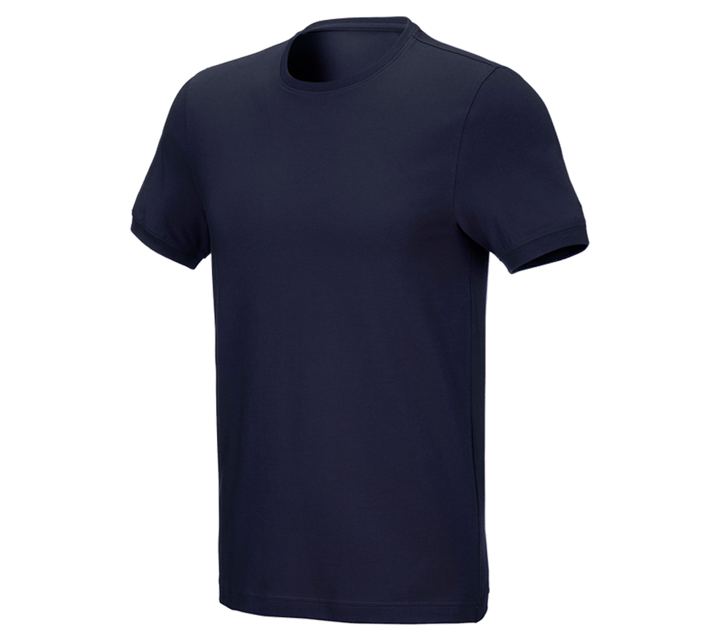 Bovenkleding: e.s. T-Shirt cotton stretch, slim fit + donkerblauw