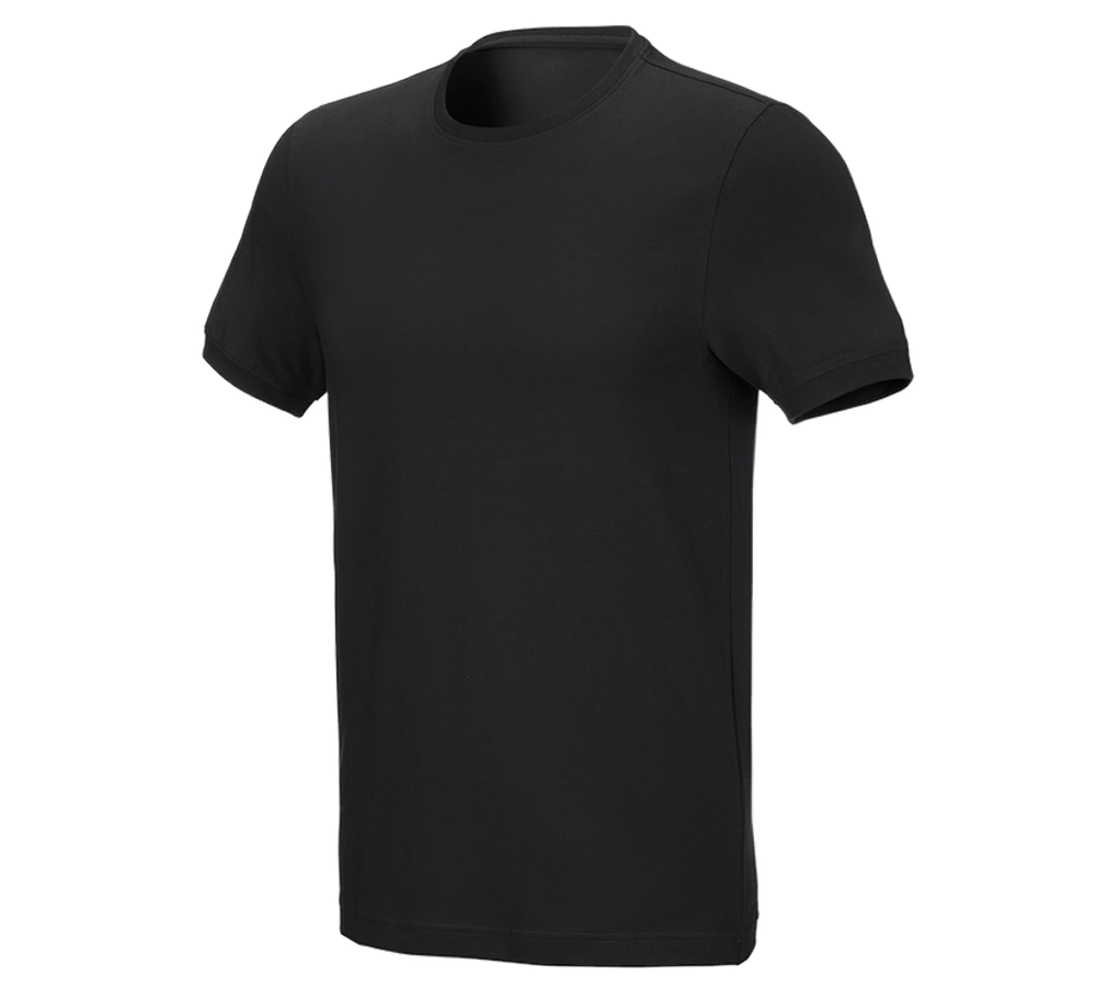 Bovenkleding: e.s. T-Shirt cotton stretch, slim fit + zwart
