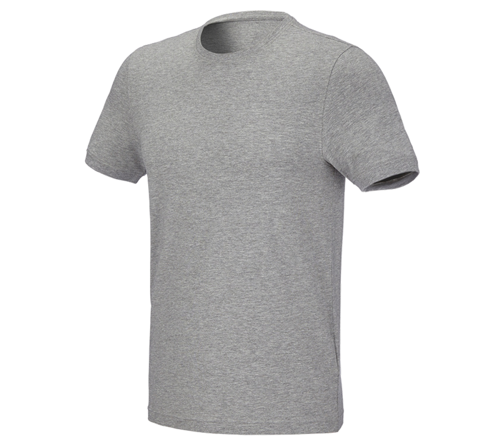 Bovenkleding: e.s. T-Shirt cotton stretch, slim fit + grijs mêlee