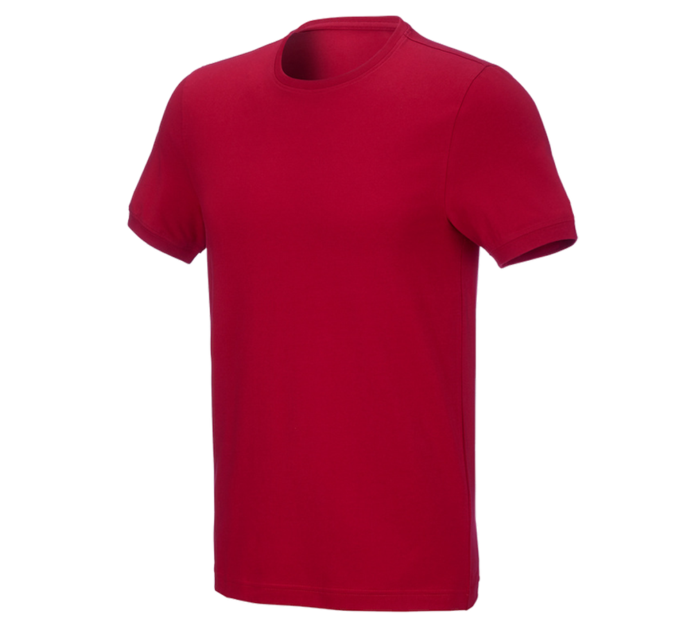 Bovenkleding: e.s. T-Shirt cotton stretch, slim fit + vuurrood