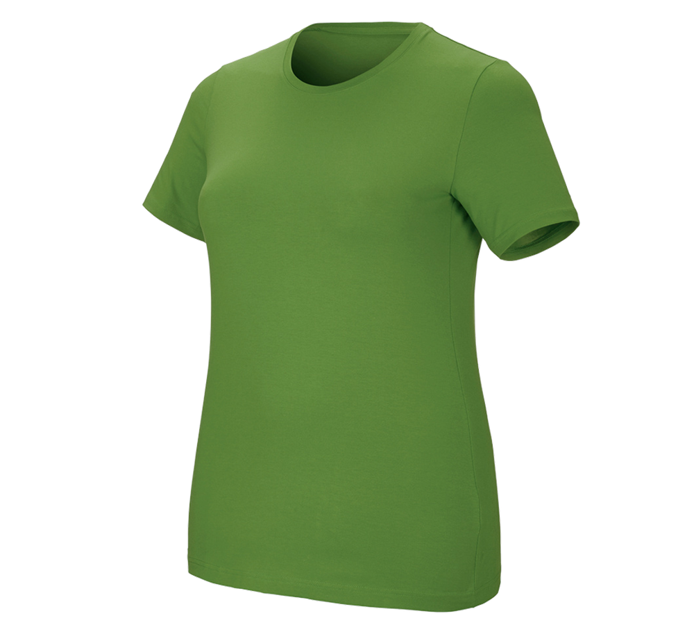 Bovenkleding: e.s. T-Shirt cotton stretch, dames, plus fit + zeegroen