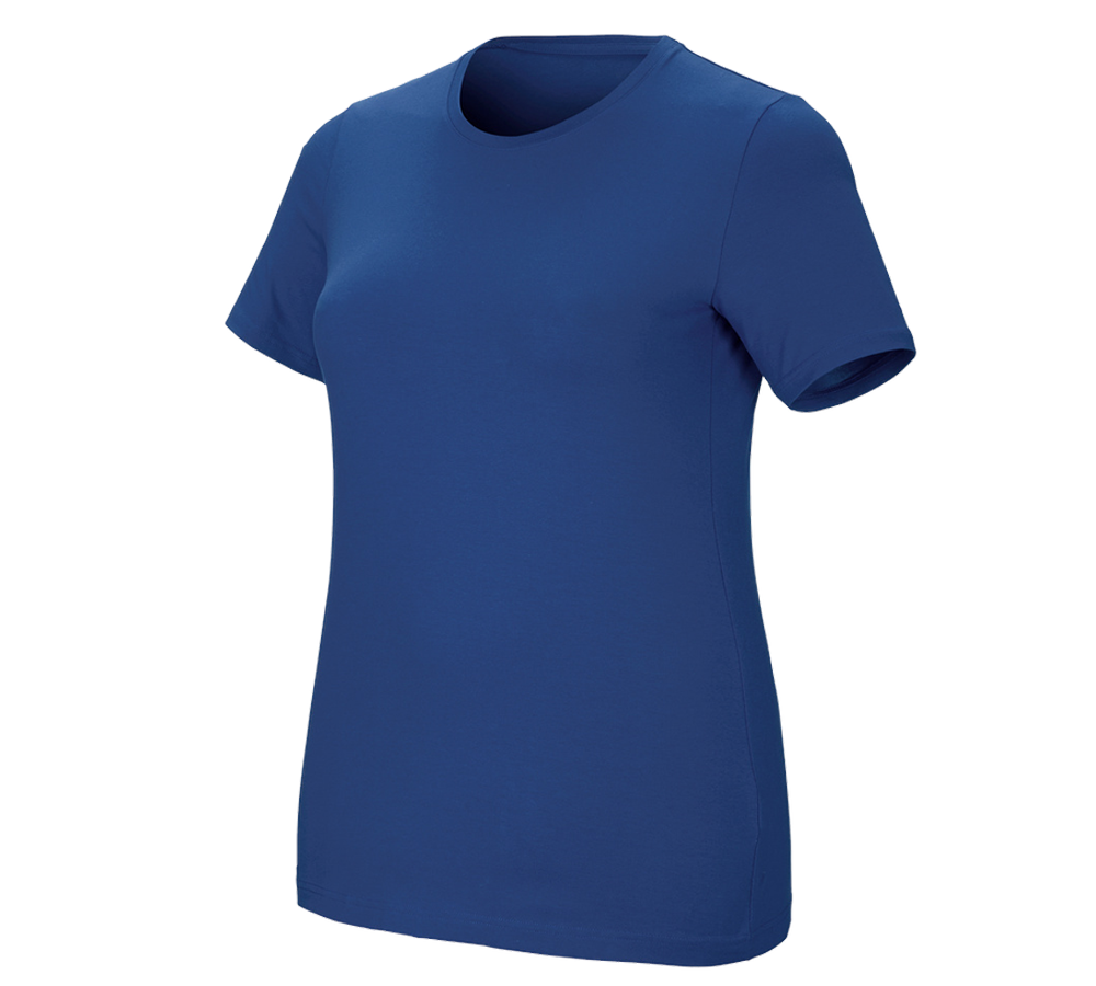 Bovenkleding: e.s. T-Shirt cotton stretch, dames, plus fit + alkalisch blauw