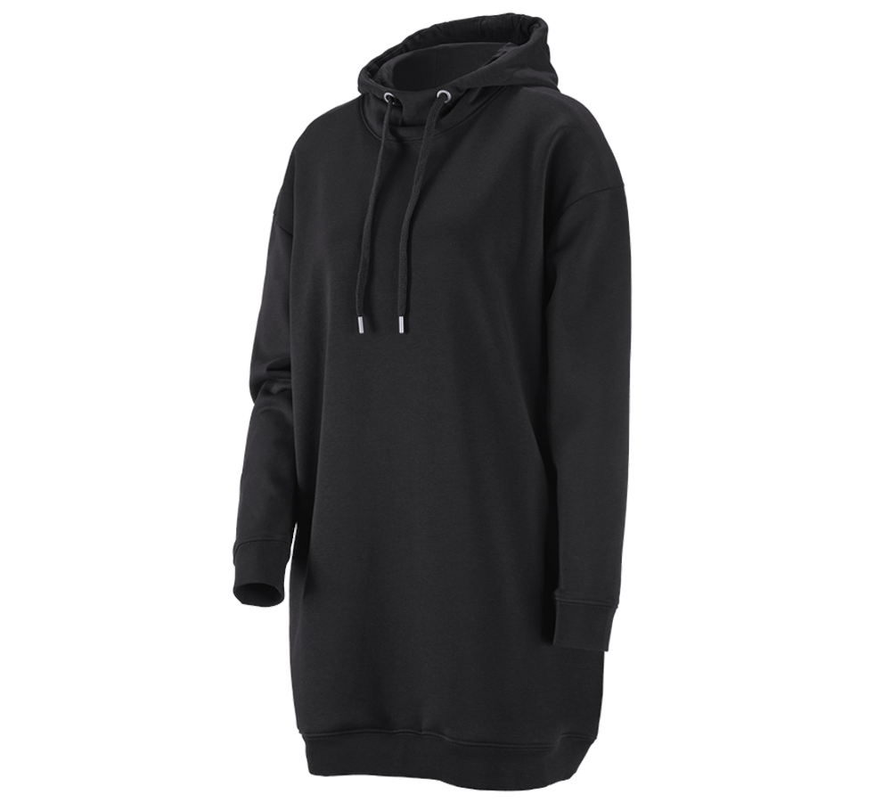 Bovenkleding: e.s. oversize hoody-sweatshirt poly cotton, dames + zwart