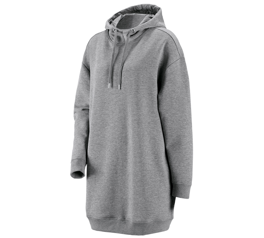 Bovenkleding: e.s. oversize hoody-sweatshirt poly cotton, dames + grijs mêlee