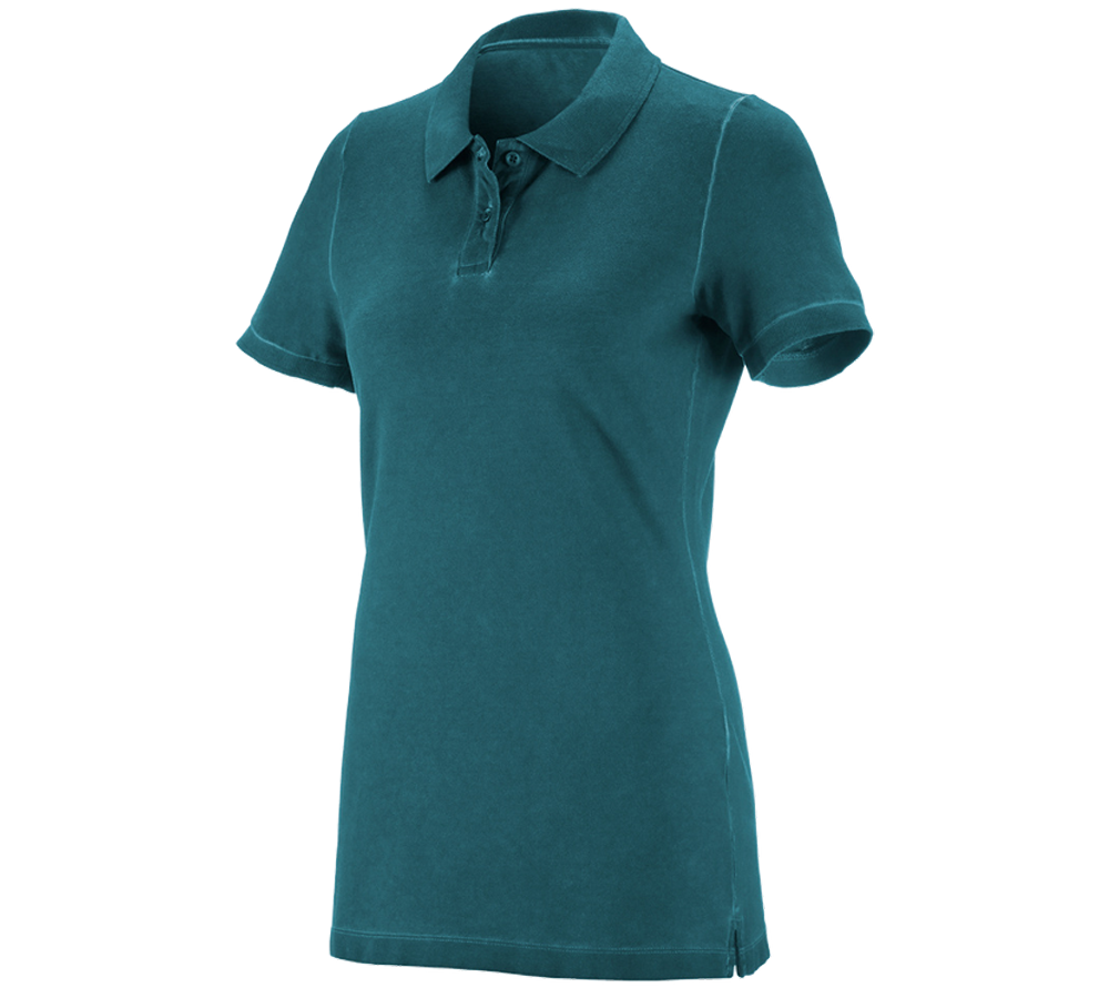 Bovenkleding: e.s. Polo-Shirt vintage cotton stretch, dames + donker cyaan vintage