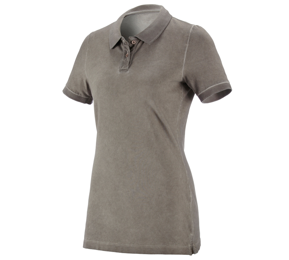 Bovenkleding: e.s. Polo-Shirt vintage cotton stretch, dames + taupe vintage