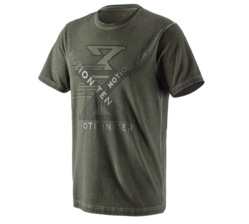 Tuin-/ Land-/ Bosbouw: T-Shirt e.s.motion ten + camouflagegroen vintage