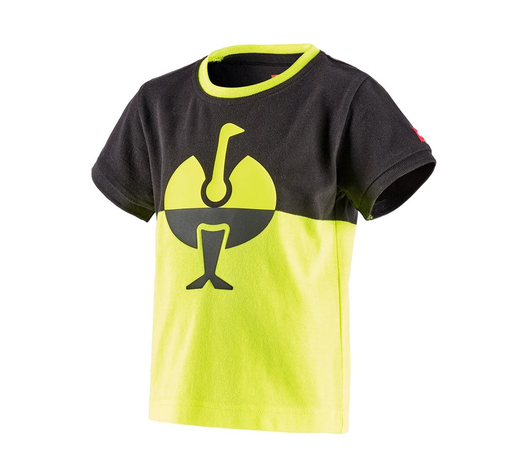 Bovenkleding: e.s. Pique-Shirt colourblock, kinderen + zwart/signaalgeel