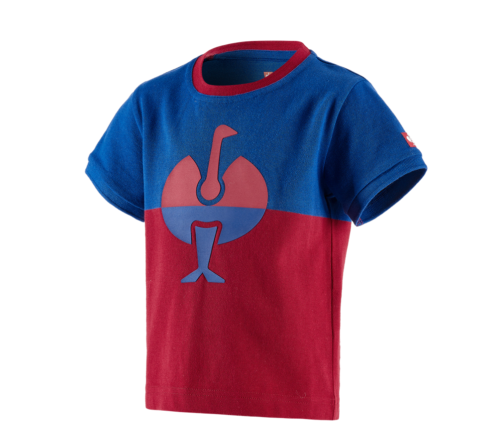 Bovenkleding: e.s. Pique-Shirt colourblock, kinderen + korenblauw/vuurrood