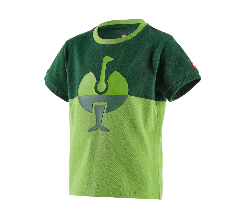 Bovenkleding: e.s. Pique-Shirt colourblock, kinderen + groen/zeegroen