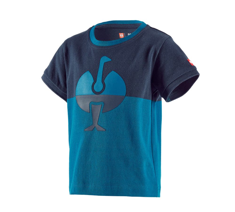 Bovenkleding: e.s. Pique-Shirt colourblock, kinderen + donkerblauw/atoll