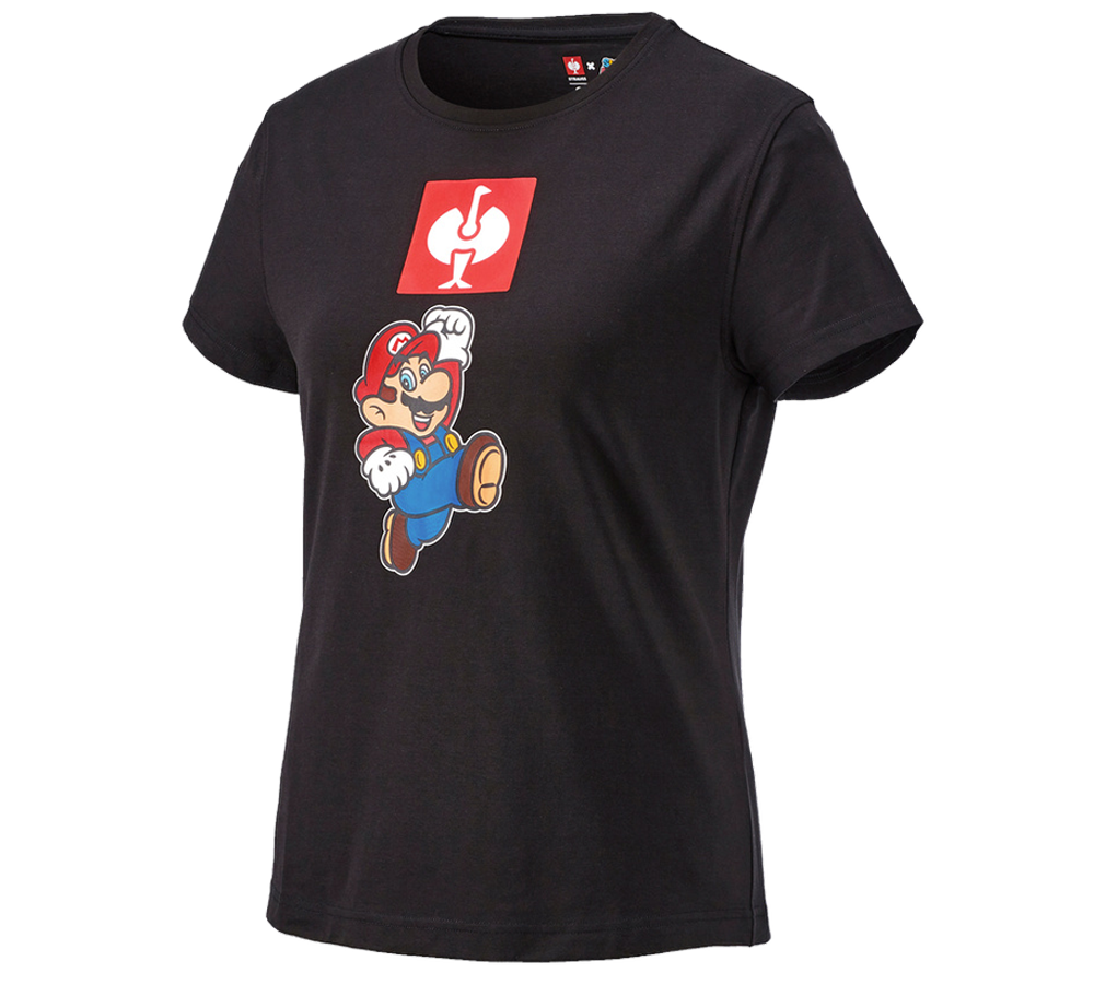 Bovenkleding: Super Mario T-Shirt, dames + zwart