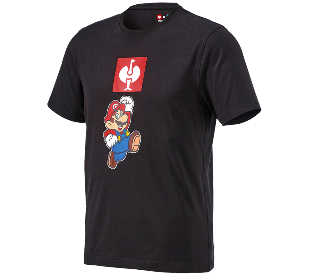 Bovenkleding: Super Mario T-shirt, heren + zwart