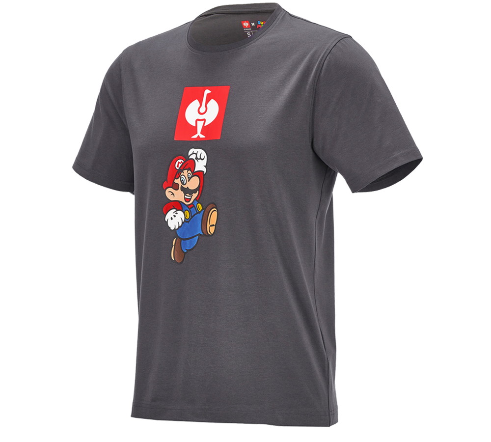 Bovenkleding: Super Mario T-shirt, heren + antraciet