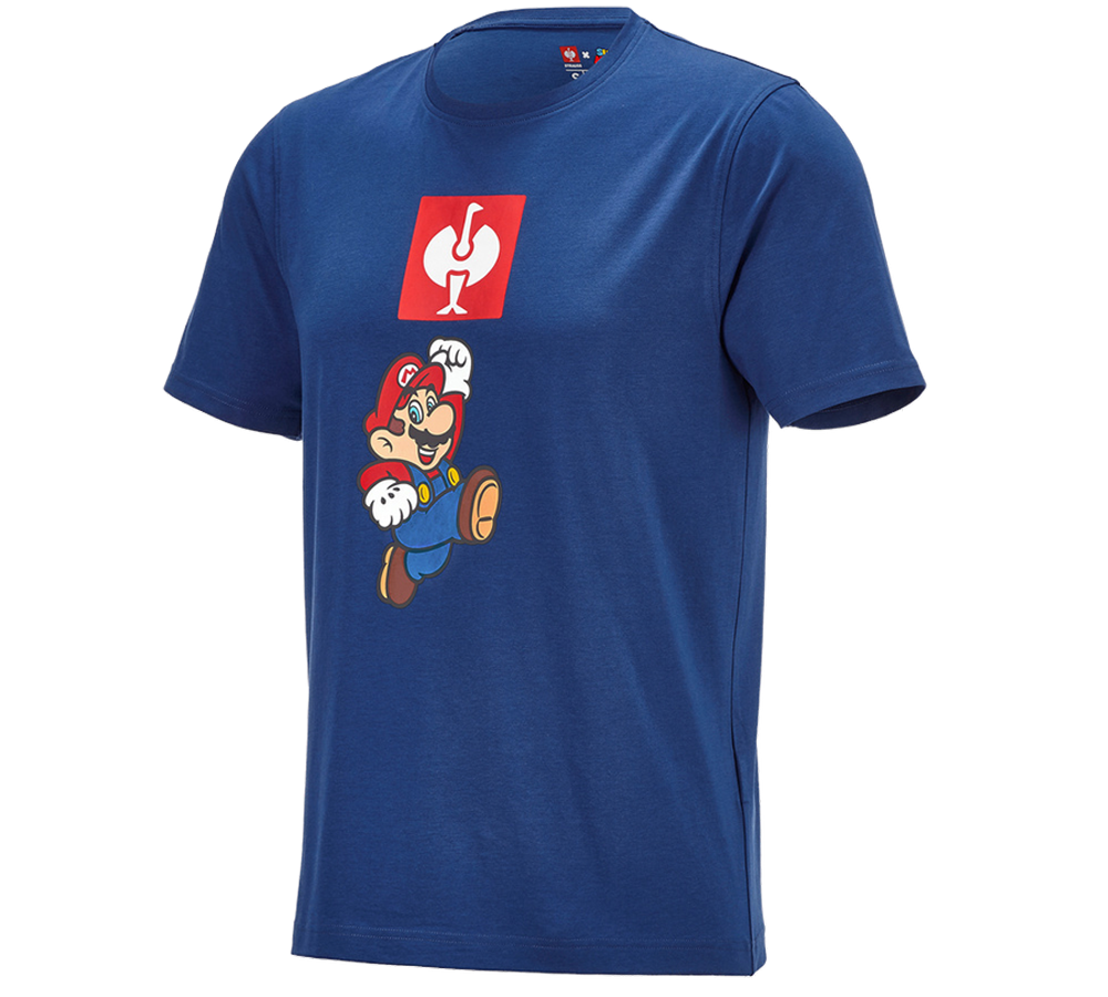 Bovenkleding: Super Mario T-shirt, heren + alkalisch blauw