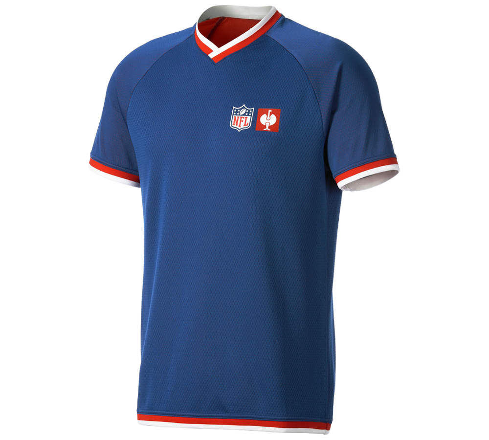 Samenwerkingen: NFL t-shirt + neptunusblauw/strauss rood