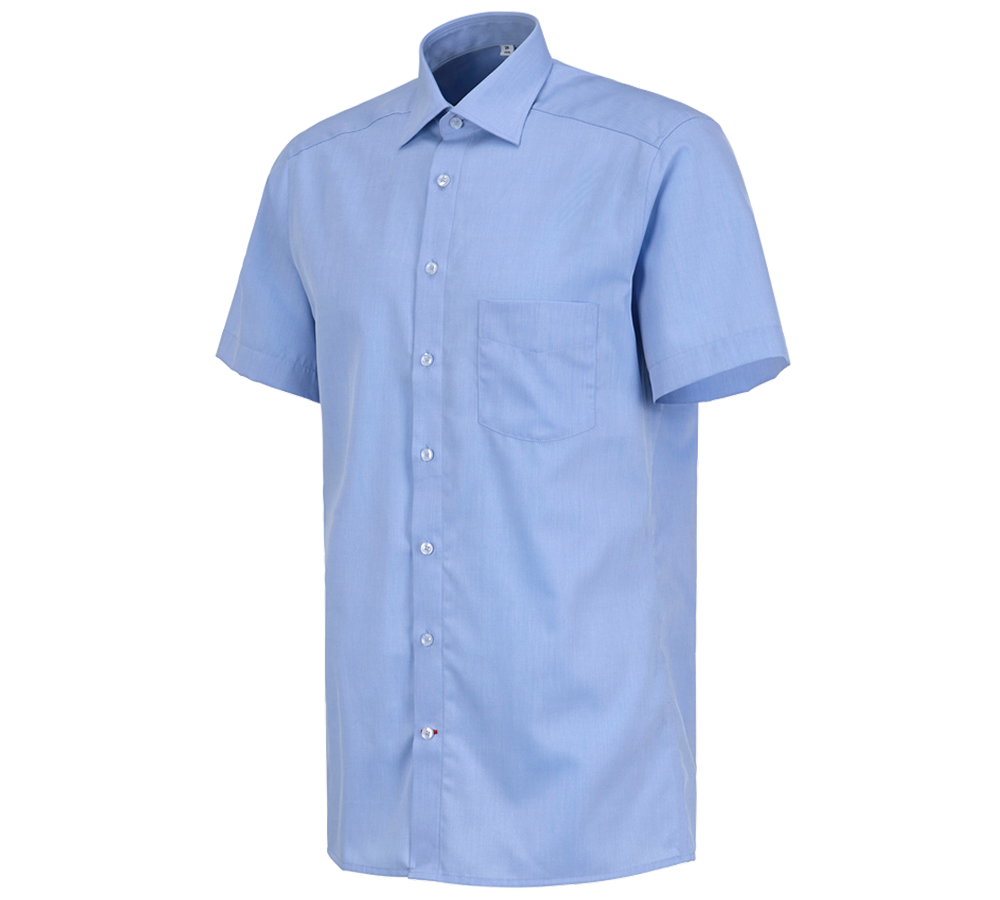 Onderwerpen: Business overhemd e.s.comfort, korte mouw + lichtblauw melange