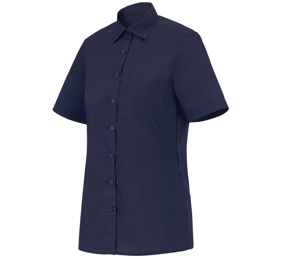 Bovenkleding: e.s. Service-blouse korte mouw + donkerblauw