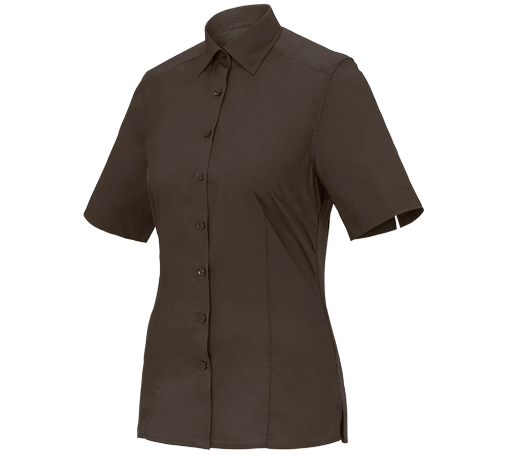 Bovenkleding: Business-blouse e.s.comfort, korte mouw + kastanje