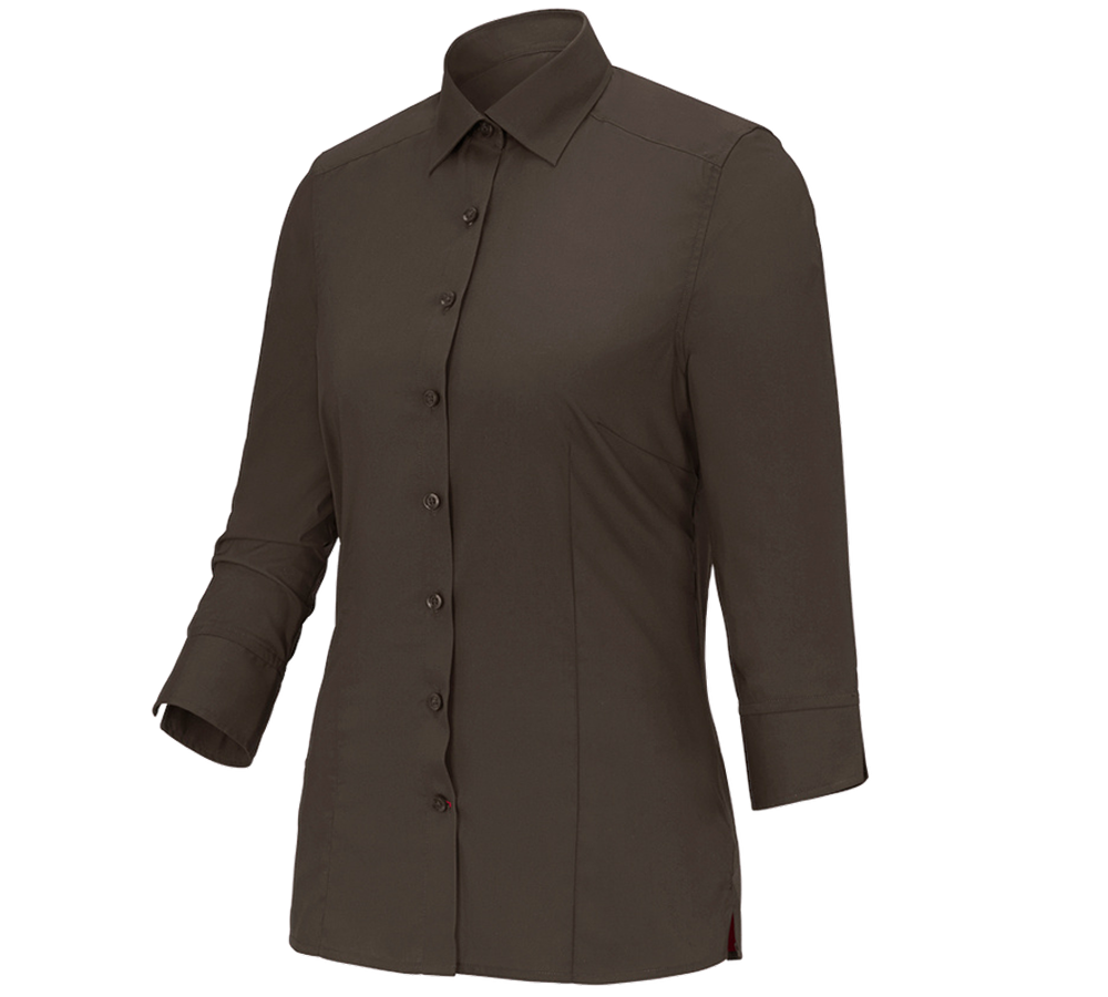 Bovenkleding: Business-blouse e.s.comfort, 3/4-mouw + kastanje