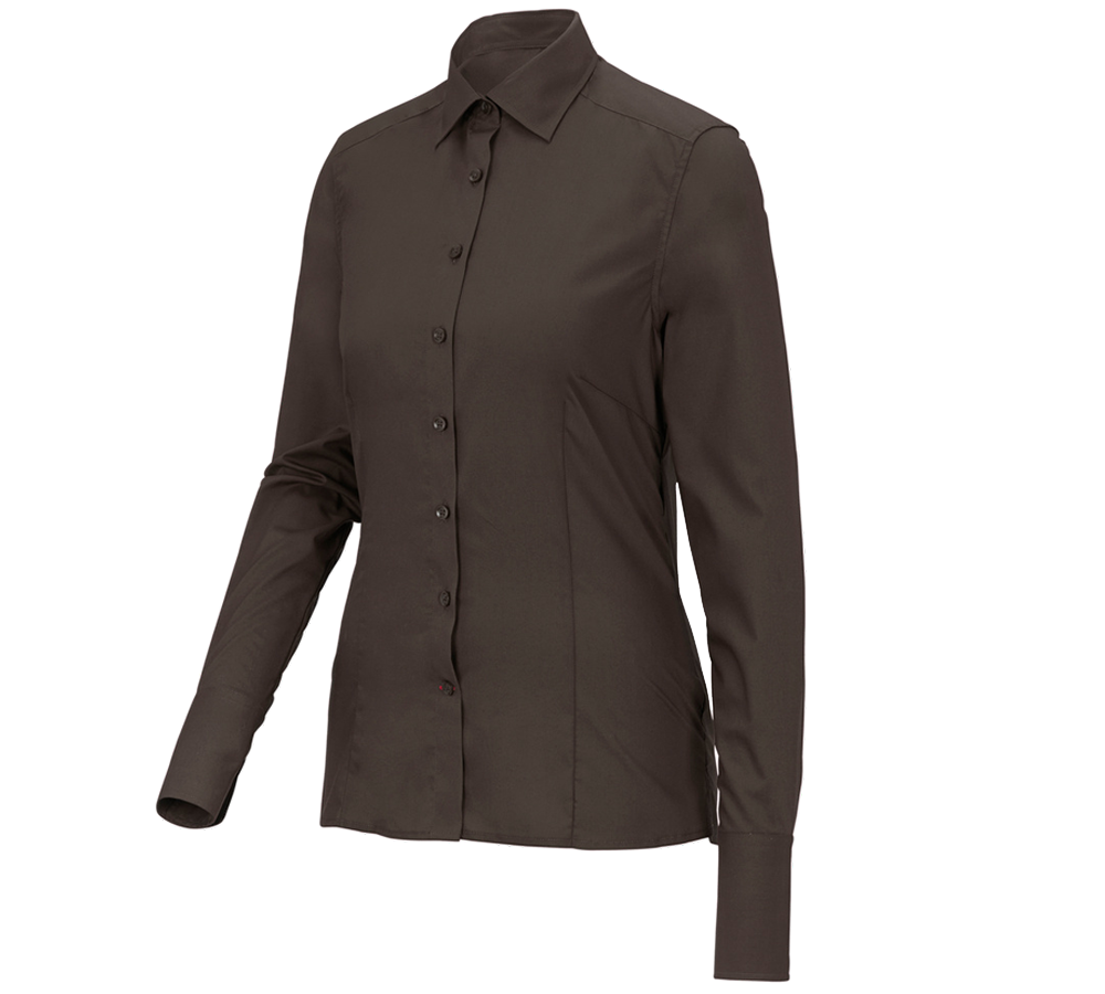Bovenkleding: Business-blouse e.s.comfort, lange mouw + kastanje