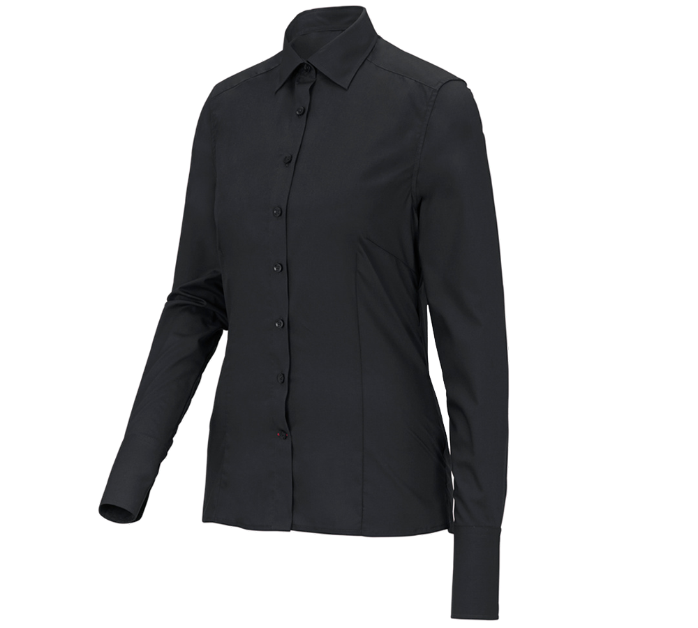 Bovenkleding: Business-blouse e.s.comfort, lange mouw + zwart
