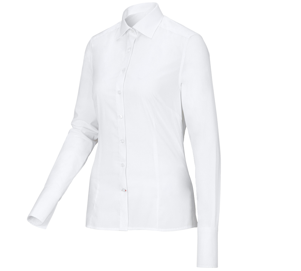 Bovenkleding: Business-blouse e.s.comfort, lange mouw + wit