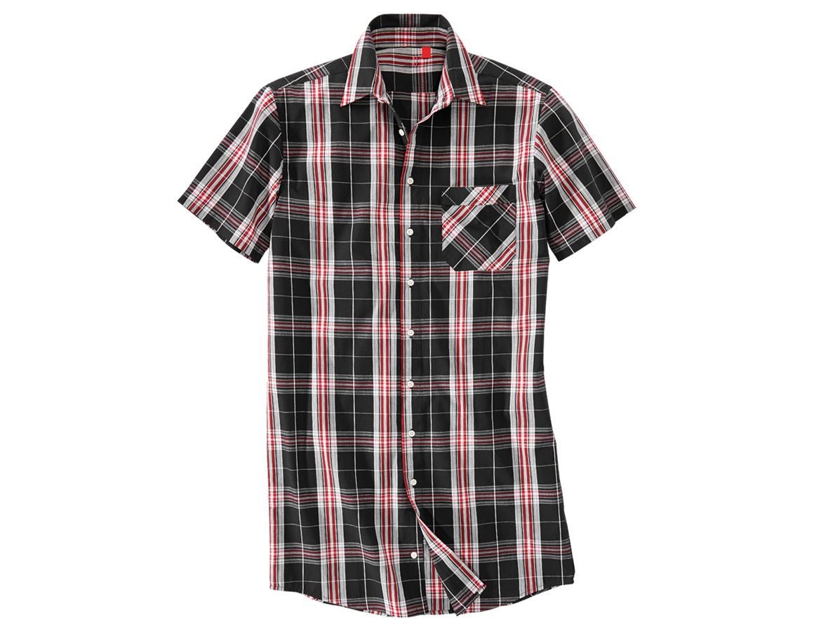 Schrijnwerkers / Meubelmakers: Overhemd, korte mouw Lübeck, extra lang + zwart/rood/wit