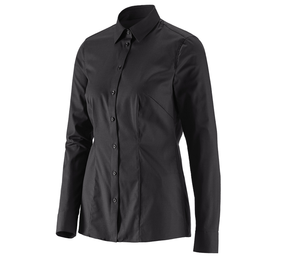 Bovenkleding: e.s. Business-blouse cotton stretch dames reg. fit + zwart