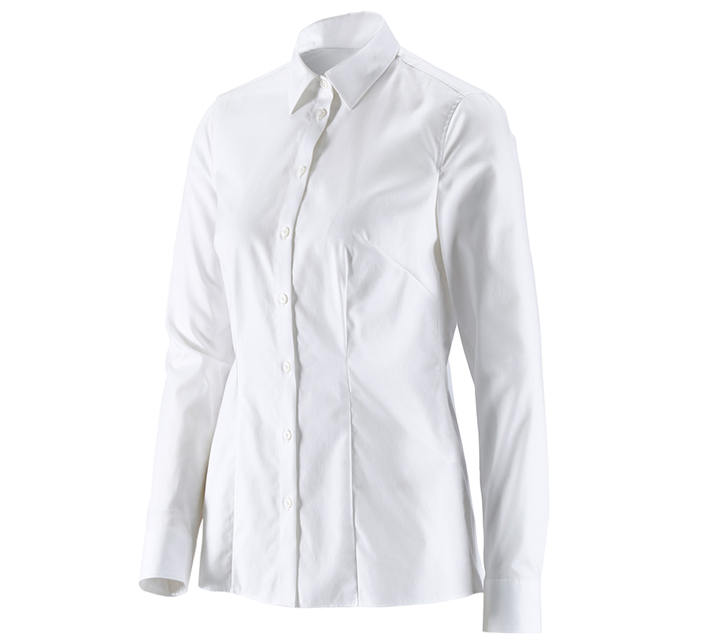 Bovenkleding: e.s. Business-blouse cotton stretch dames reg. fit + wit