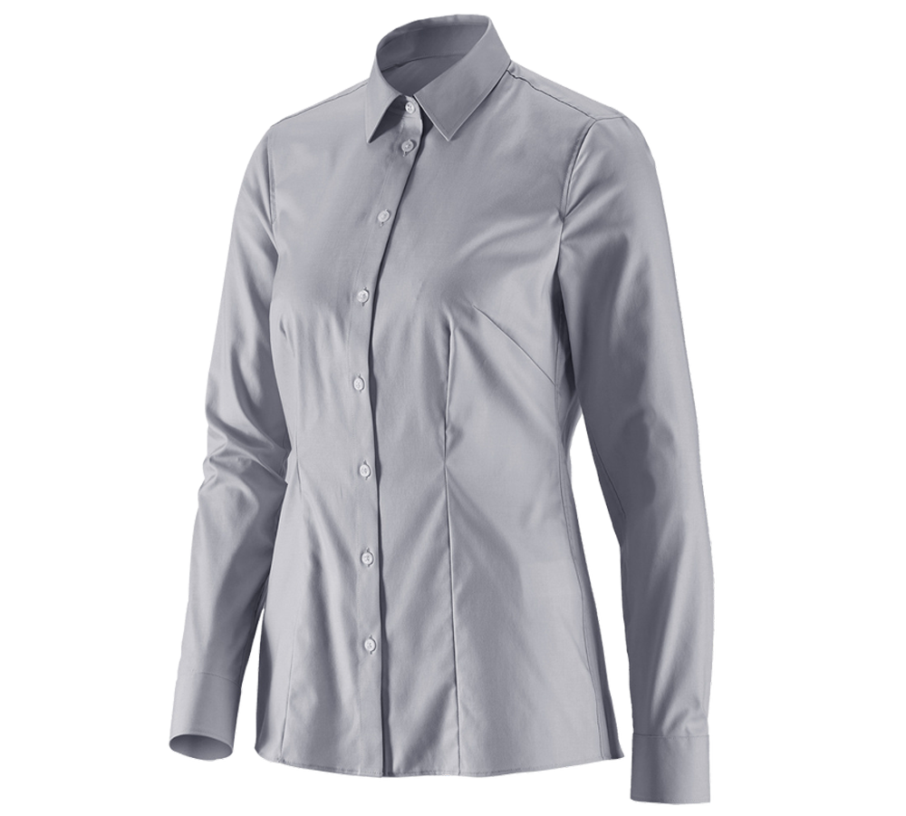 Bovenkleding: e.s. Business-blouse cotton stretch dames reg. fit + nevelgrijs