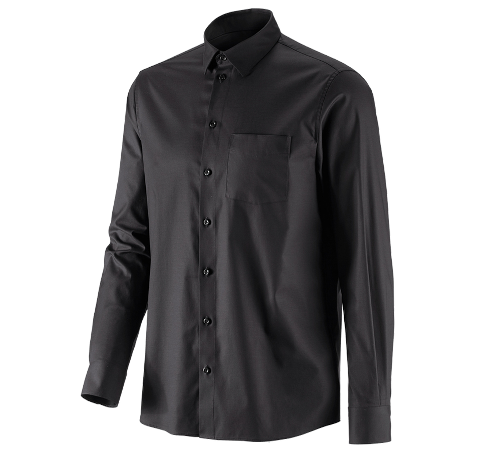 Bovenkleding: e.s. Business overhemd cotton stretch, comfort fit + zwart