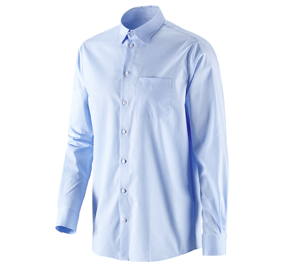 Bovenkleding: e.s. Business overhemd cotton stretch, comfort fit + vorstblauw geruit