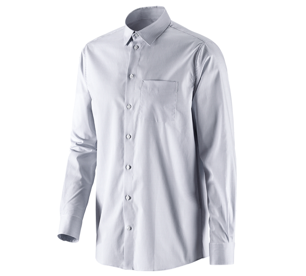 Bovenkleding: e.s. Business overhemd cotton stretch, comfort fit + nevelgrijs geruit