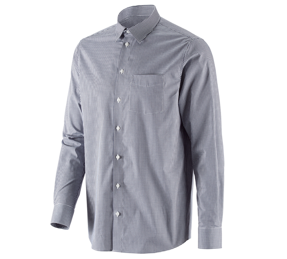 Bovenkleding: e.s. Business overhemd cotton stretch, comfort fit + donkerblauw geruit