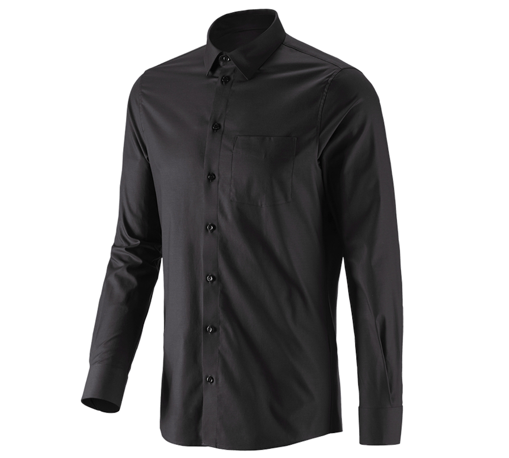 Bovenkleding: e.s. Business overhemd cotton stretch, slim fit + zwart
