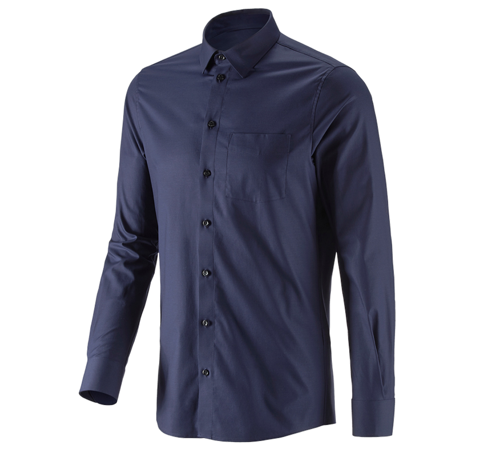 Onderwerpen: e.s. Business overhemd cotton stretch, slim fit + donkerblauw