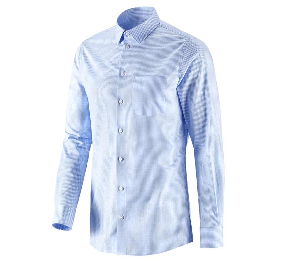 Bovenkleding: e.s. Business overhemd cotton stretch, slim fit + vorstblauw geruit