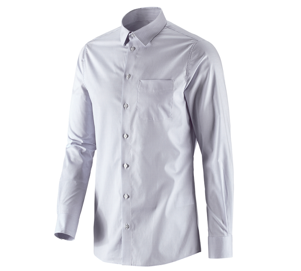 Bovenkleding: e.s. Business overhemd cotton stretch, slim fit + nevelgrijs geruit
