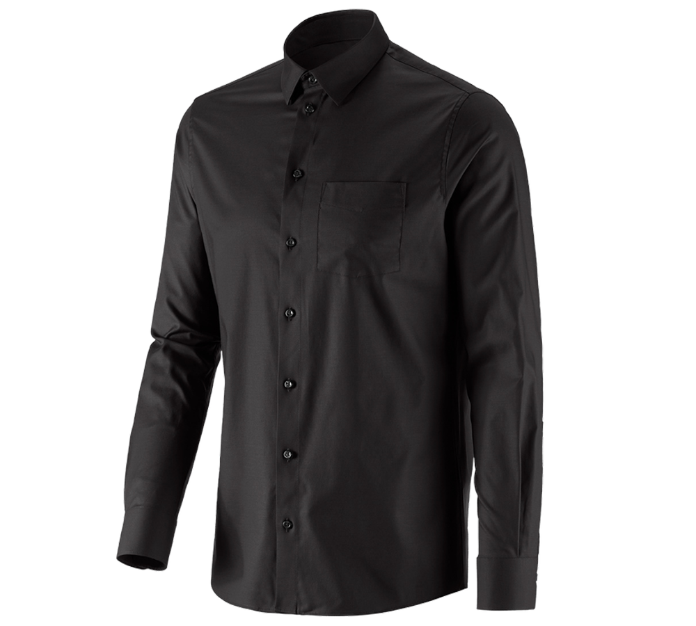 Bovenkleding: e.s. Business overhemd cotton stretch, regular fit + zwart