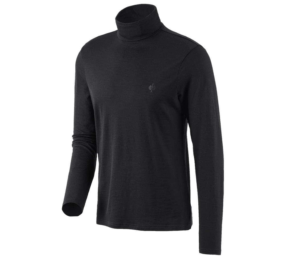 Bovenkleding: Shirt met col Merino e.s.trail + zwart